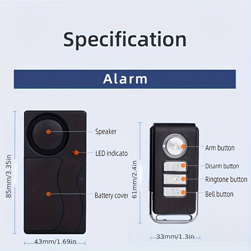YNF 110Db Alarme Anti-Vol à Vibration : Réglage de Sensibilité à 10 Niveaux, Télécommande Sans Fil | Compatible avec Voiture,Vélo, Moto