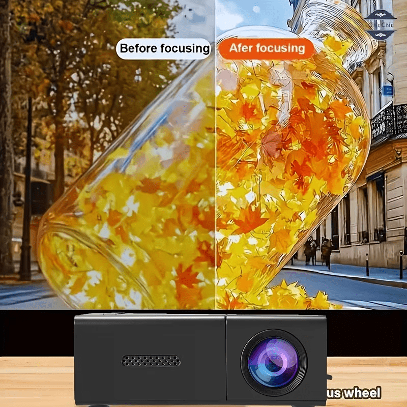 Mini Projecteur Intelligent avec Fonction de Correction d'Inclinaison et de Rotation à 180°, Haut-parleur Intégré, Compatible avec USB