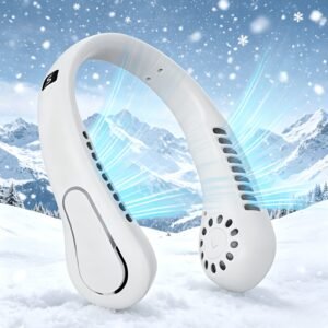 Ventilateur de cou portable multifonctionnel. 5 vitesses. Batterie lithium haute performance 1200 mAh. Affichage LED.