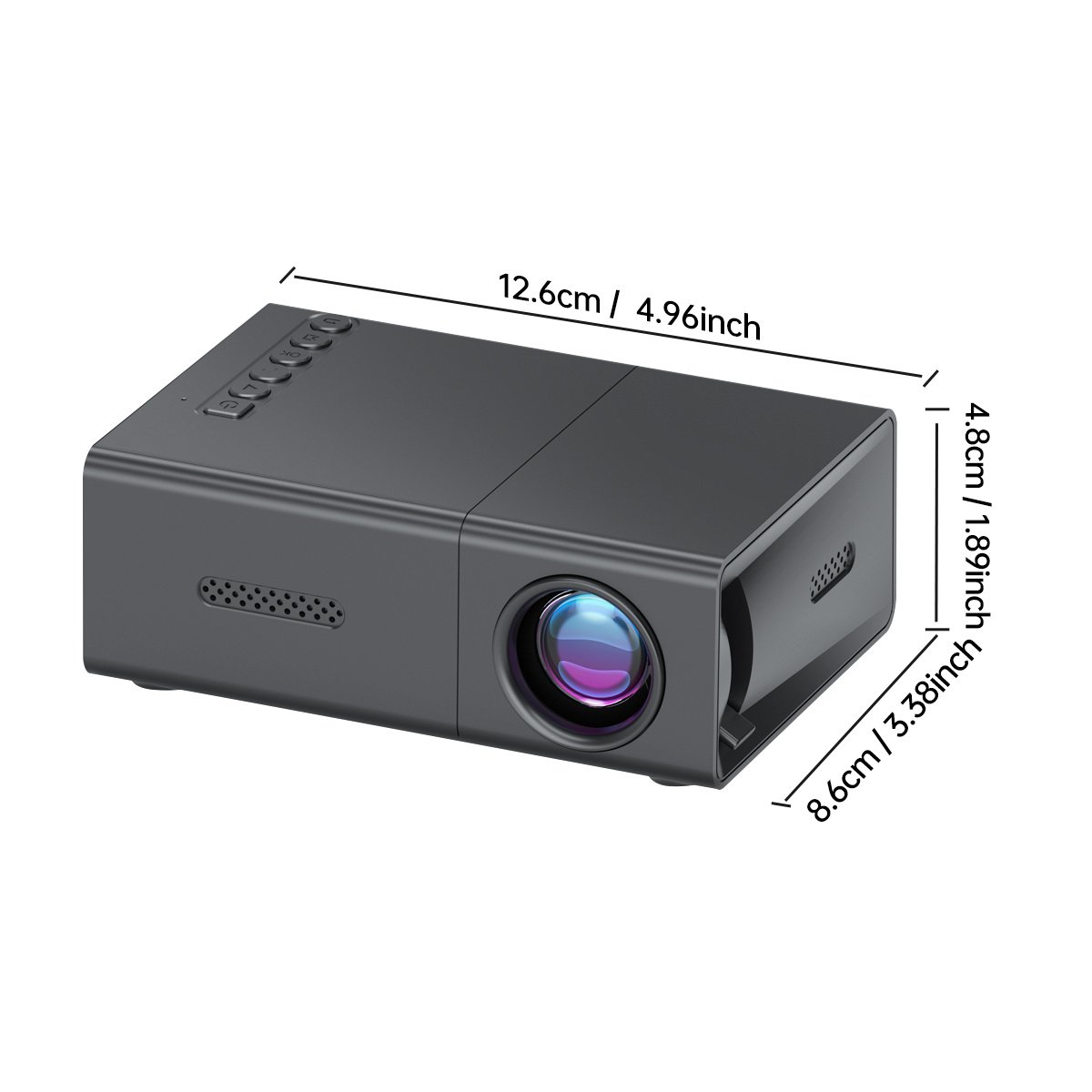 Mini Projecteur Intelligent avec Fonction de Correction d'Inclinaison et de Rotation à 180°, Haut-parleur Intégré, Compatible avec USB