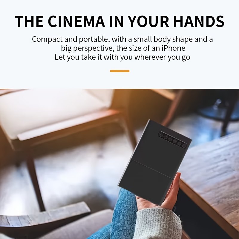 Mini Projecteur Intelligent avec Fonction de Correction d'Inclinaison et de Rotation à 180°, Haut-parleur Intégré, Compatible avec USB