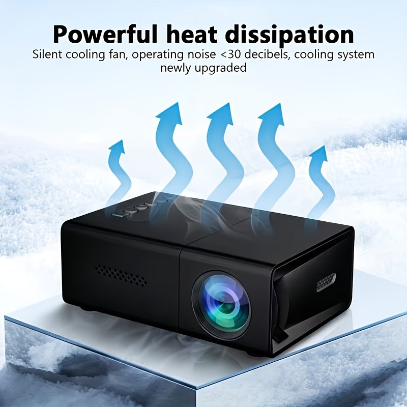 Mini Projecteur Intelligent avec Fonction de Correction d'Inclinaison et de Rotation à 180°, Haut-parleur Intégré, Compatible avec USB