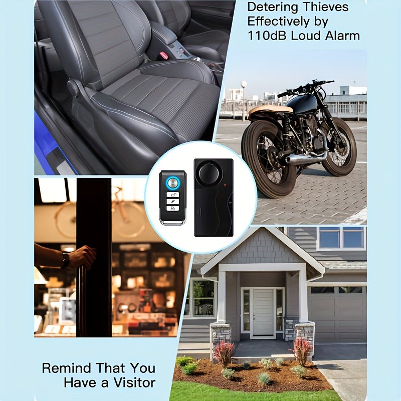 YNF 110Db Alarme Anti-Vol à Vibration : Réglage de Sensibilité à 10 Niveaux, Télécommande Sans Fil | Compatible avec Voiture,Vélo, Moto