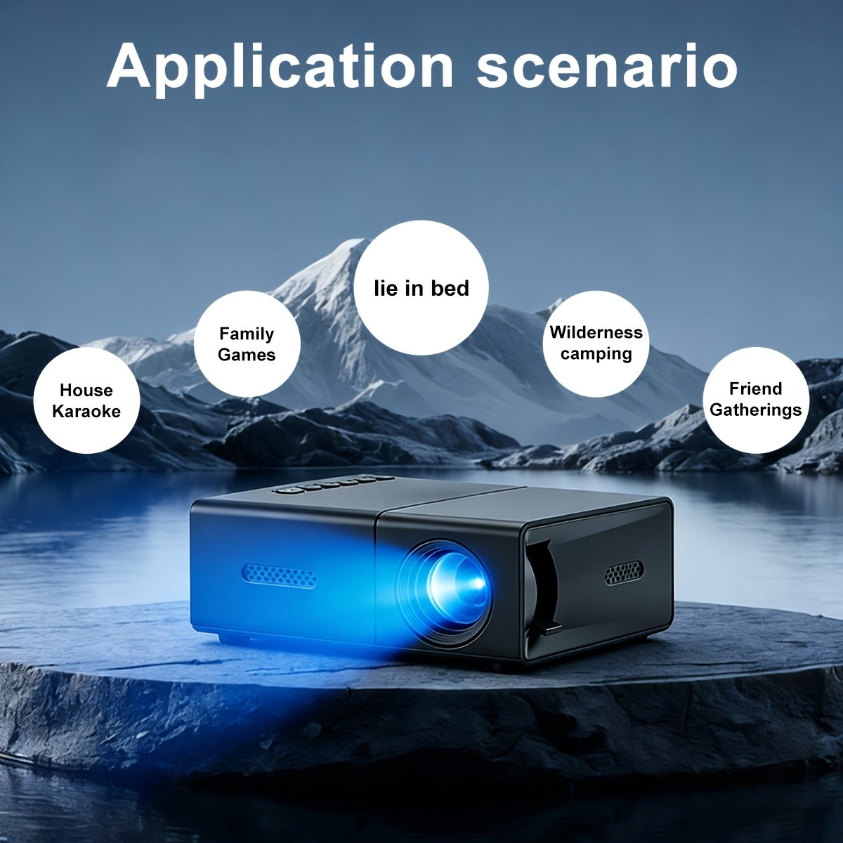 Mini Projecteur Intelligent avec Fonction de Correction d'Inclinaison et de Rotation à 180°, Haut-parleur Intégré, Compatible avec USB