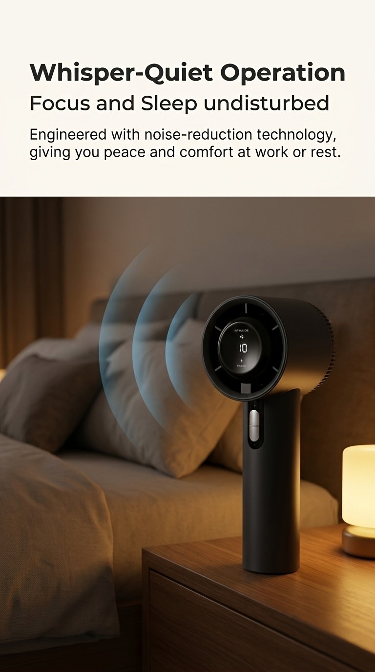 Ventilateur Portable à Haute Vitesse, USB Rechargeable, Contrôle de Vitesse , Affichage Numérique LED, Refroidissement Rapide