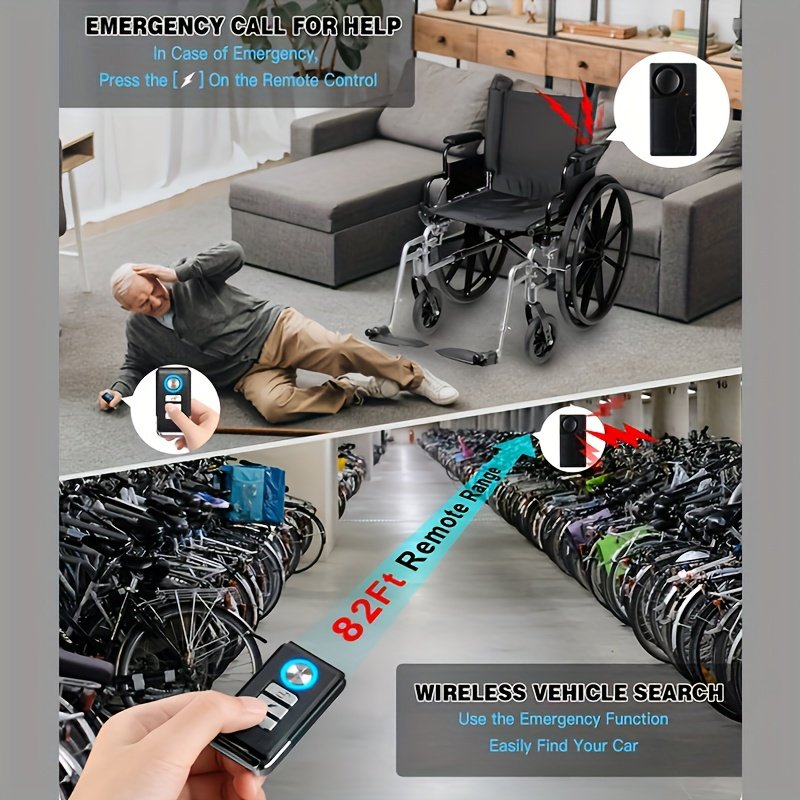 YNF 110Db Alarme Anti-Vol à Vibration : Réglage de Sensibilité à 10 Niveaux, Télécommande Sans Fil | Compatible avec Voiture,Vélo, Moto