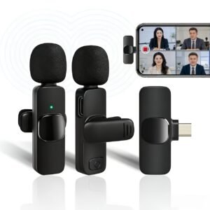 Microphone Lavalier sans fil 2,4 GHz avec suppression du bruit pour enregistrement audio-vidéo compatible Android