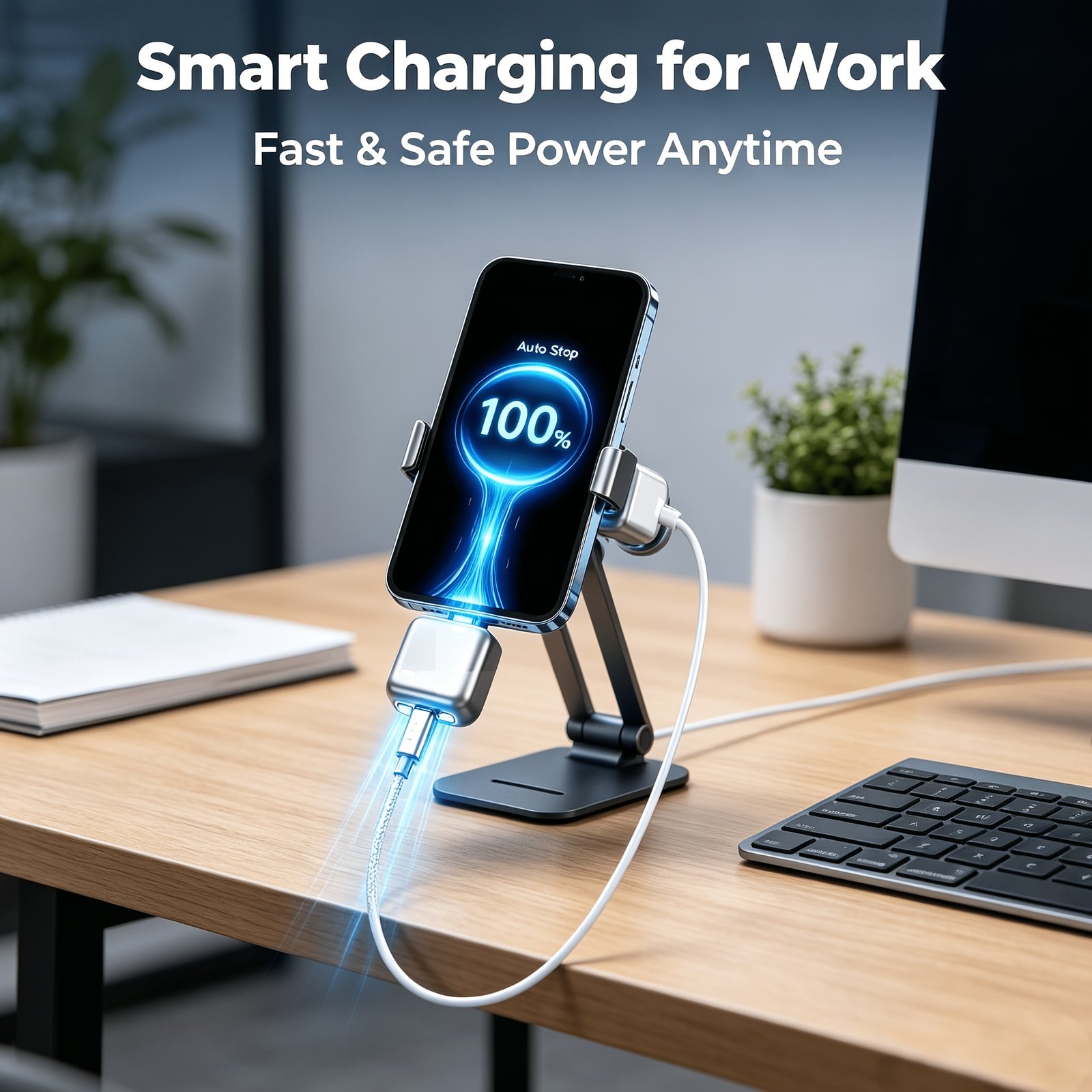 Chargeur de nuit Anti-Surcharge Séparateur Intelligent 140W Charge Rapide Arrêt Automatique ,Sécurisée, Câble Type-C